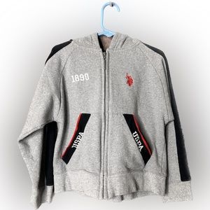 U.S. Polo Assn Zip Up Hoodie Heather Gray For Boys Kids